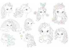 Stickdatei - Baby Unicorn LineArt